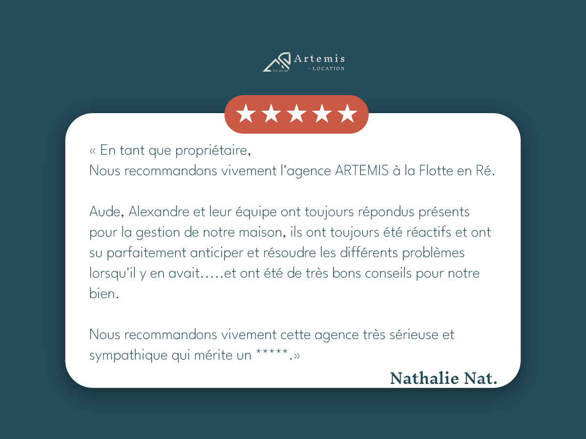 Avis propriétaires - Artemis Location Ile de Ré