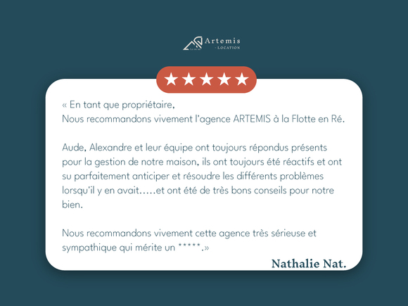 Avis propriétaires - Artemis Location Ile de Ré